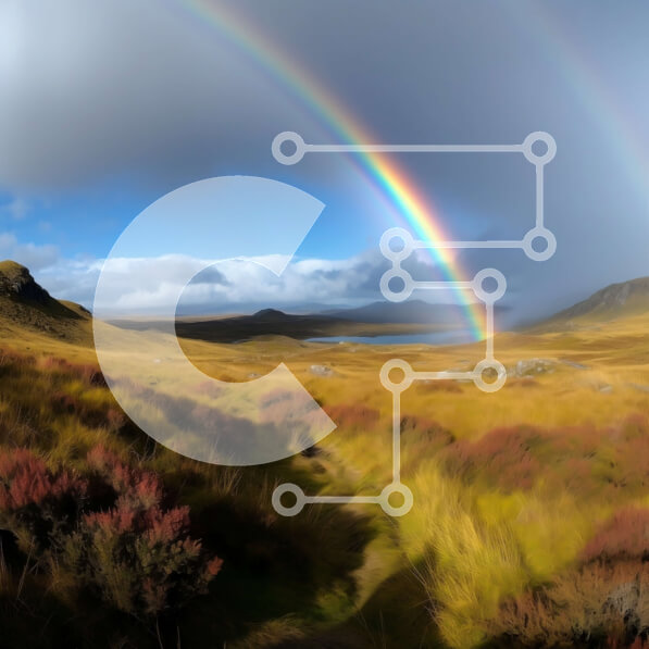 Intra Συλλεκτικό Ξύλινο Παζλ Plywood  4mm - Όμορφο τοπίο: Ουράνιο τόξο πάνω από ένα βουνό με πράσινο και λουλούδια Σε Ξύλινο Κουτί - Διαστάσεις: 10x10 cm – 25 κομμάτια