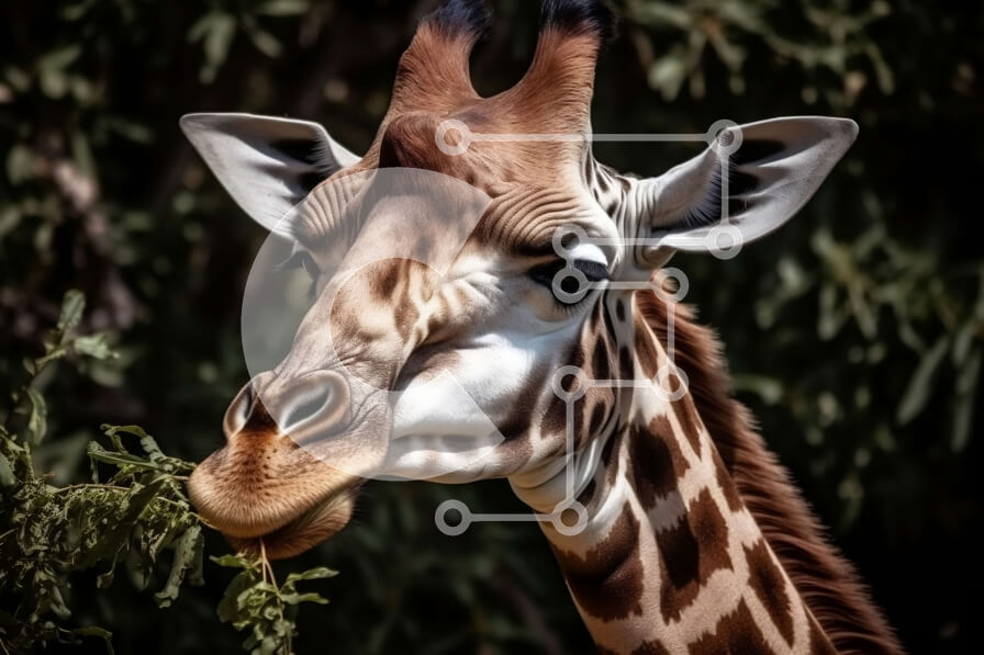 Intra Συλλεκτικό Ξύλινο Παζλ Plywood  4mm - Όμορφη εικόνα της καμηλοπάρδαλης που βόσκει στα φύλλα δέντρων Σε Ξύλινο Κουτί - Διαστάσεις: 10x10 cm – 25 κομμάτια