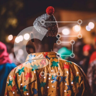 Intra Συλλεκτικό Ξύλινο Παζλ Plywood  4mm - Ζωντανή νυχτερινή ζωή: Άνθρωποι με πολύχρωμα ρούχα στην πολυσύχναστη οδό της πόλης Σε Ξύλινο Κουτί - Διαστάσεις Puzzle: 10x10 cm – 25 κομμάτια - Image 1