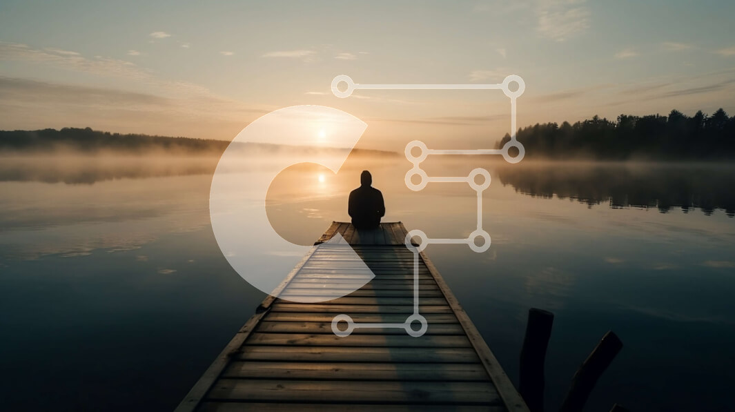 Intra Συλλεκτικό Ξύλινο Παζλ Plywood  4mm - Όμορφη ανατολή στη λίμνη Misty με πρόσωπο που κάθεται στην αποβάθρα Σε Ξύλινο Κουτί - Διαστάσεις: 10x10 cm – 25 κομμάτια