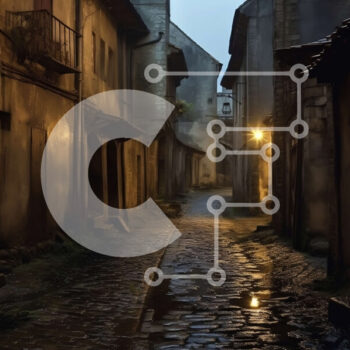 Intra Συλλεκτικό Ξύλινο Παζλ Plywood  4mm - Σκοτεινό δρομάκι με vintage κτίρια και φανάρια Σε Ξύλινο Κουτί - Διαστάσεις Puzzle: 10x10 cm – 25 κομμάτια - Image 1