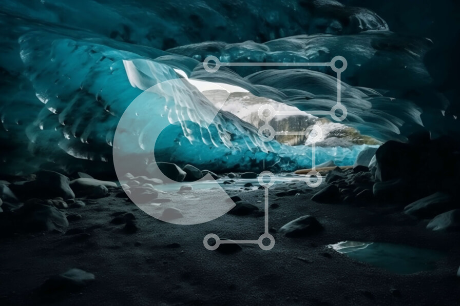 Intra Συλλεκτικό Ξύλινο Παζλ Plywood  4mm - Εκπληκτική εικόνα μιας σπηλιάς πάγου με μπλε σχηματισμούς πάγου Σε Ξύλινο Κουτί - Διαστάσεις: 10x10 cm – 25 κομμάτια