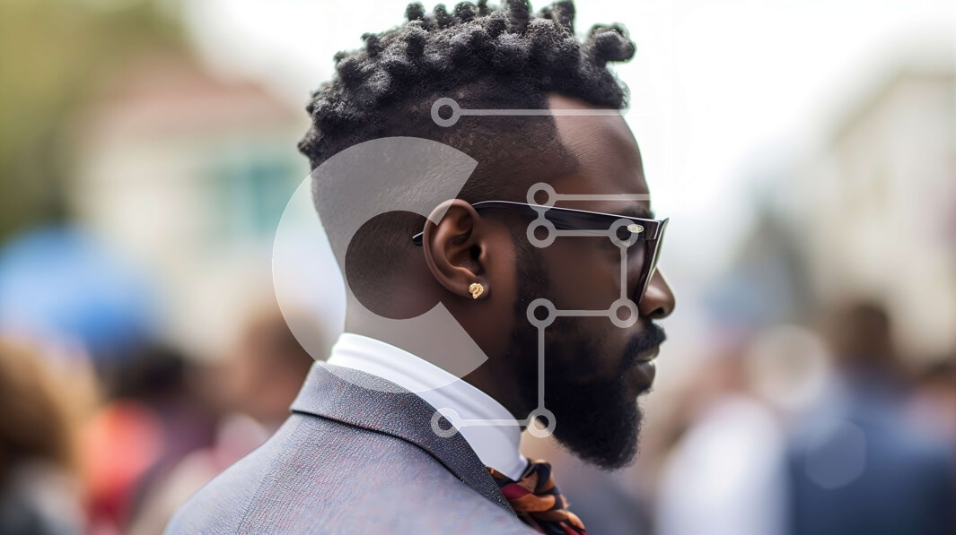 Intra Συλλεκτικό Ξύλινο Παζλ Plywood  4mm - Πορτρέτο ενός μαύρου άνδρα με κοστούμι και γραβάτα με φαλακρό κεφάλι και γένια Σε Ξύλινο Κουτί - Διαστάσεις Puzzle: 10x10 cm – 25 κομμάτια