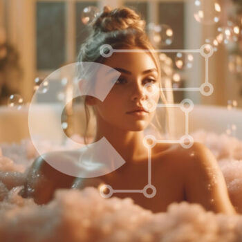 Intra Συλλεκτικό Ξύλινο Παζλ Plywood  4mm - Πολυτελές αφρόλουτρο με λευκή μαρμάρινη μπανιέρα και χρυσά φωτιστικά Σε Ξύλινο Κουτί - Διαστάσεις Puzzle: 10x10 cm – 25 κομμάτια - Image 1