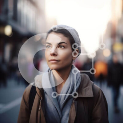 Intra Συλλεκτικό Ξύλινο Παζλ Plywood  4mm - Κομψή νεαρή γυναίκα στην οδό της πόλης Σε Ξύλινο Κουτί - Διαστάσεις Puzzle: 10x10 cm – 25 κομμάτια - Image 1