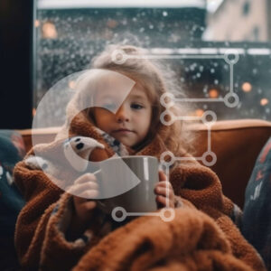 Intra Συλλεκτικό Ξύλινο Παζλ Plywood  4mm - Άνετη εικόνα νεαρού κοριτσιού που απολαμβάνει τη βροχερή μέρα με ζεστή σοκολάτα Σε Ξύλινο Κουτί - Διαστάσεις Puzzle: 10x10 cm – 25 κομμάτια