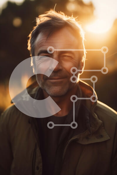 Intra Συλλεκτικό Ξύλινο Παζλ Plywood  4mm - Πορτρέτο ενός άνδρα που στέκεται σε ένα χωράφι στο ηλιοβασίλεμα Σε Ξύλινο Κουτί - Διαστάσεις Puzzle: 10x10 cm – 25 κομμάτια