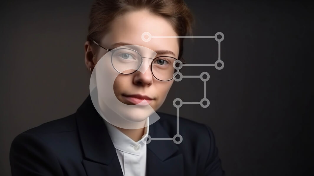 Intra Συλλεκτικό Ξύλινο Παζλ Plywood  4mm - Σοβαρή γυναίκα με μαύρο κοστούμι και γυαλιά - Φωτογραφία Αρχείου Σε Ξύλινο Κουτί - Διαστάσεις Puzzle: 10x10 cm – 25 κομμάτια