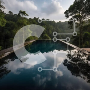 Intra Συλλεκτικό Ξύλινο Παζλ Plywood  4mm - Ήρεμη εικόνα μιας πισίνας στο δάσος Σε Ξύλινο Κουτί - Διαστάσεις: 10x10 cm – 25 κομμάτια