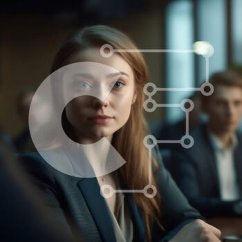 Intra Συλλεκτικό Ξύλινο Παζλ Plywood  4mm - Σοβαρή επιχειρηματίας που κάθεται στο τραπέζι στην αίθουσα συνεδριάσεων Σε Ξύλινο Κουτί - Διαστάσεις Puzzle: 10x10 cm – 25 κομμάτια - Image 1