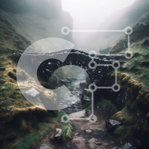 Intra Συλλεκτικό Ξύλινο Παζλ Plywood  4mm - Όμορφη εικόνα της Stone Bridge πάνω από το Misty Mountain Stream στα Highlands της Σκωτίας Σε Ξύλινο Κουτί - Διαστάσεις: 10x10 cm – 25 κομμάτια - Image 1