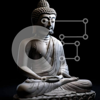 Intra Συλλεκτικό Ξύλινο Παζλ Plywood  4mm - Όμορφη εικόνα ενός λευκού καθισμένου αγάλματος του Βούδα σε μαύρο φόντο Σε Ξύλινο Κουτί - Διαστάσεις Puzzle: 10x10 cm – 25 κομμάτια - Image 1