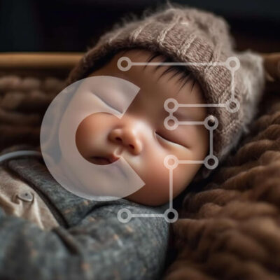 Intra Συλλεκτικό Ξύλινο Παζλ Plywood  4mm - Αξιολάτρευτη εικόνα ενός μωρού που κοιμάται με πλεκτό καπέλο και καλάθι Σε Ξύλινο Κουτί - Διαστάσεις Puzzle: 10x10 cm – 25 κομμάτια - Image 1