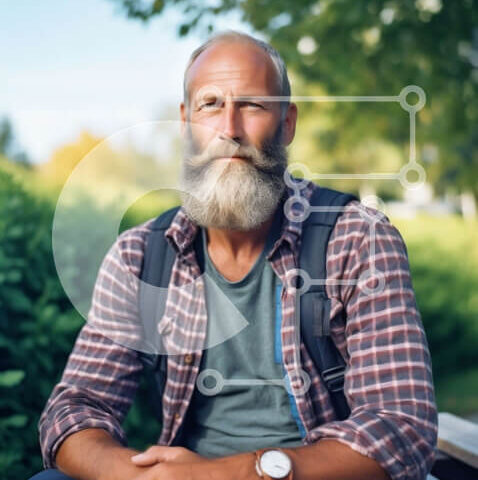 Intra Συλλεκτικό Ξύλινο Παζλ Plywood  4mm - Σοβαρός ηλικιωμένος άνδρας που κάθεται σε ένα παγκάκι στο πάρκο Σε Ξύλινο Κουτί - Διαστάσεις Puzzle: 10x10 cm – 25 κομμάτια - Image 1