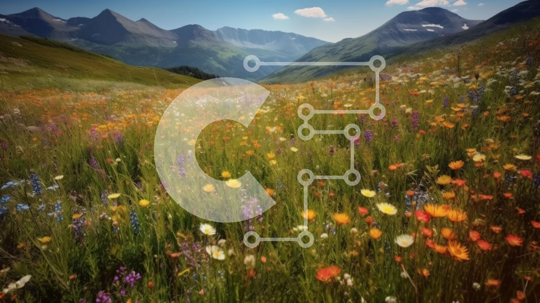 Intra Συλλεκτικό Ξύλινο Παζλ Plywood  4mm - Όμορφη εικόνα ενός λιβαδιού με αγριολούλουδα και βουνά στο φόντο Σε Ξύλινο Κουτί - Διαστάσεις: 10x10 cm – 25 κομμάτια