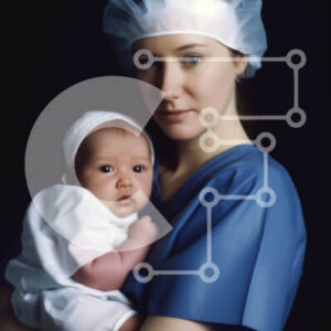 Intra Συλλεκτικό Ξύλινο Παζλ Plywood  4mm - Συγκινητική εικόνα μιας νοσοκόμας που κρατά ένα νεογέννητο μωρό Σε Ξύλινο Κουτί - Διαστάσεις Puzzle: 10x10 cm – 25 κομμάτια