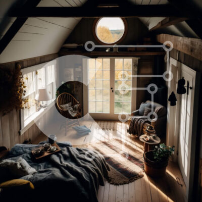 Intra Συλλεκτικό Ξύλινο Παζλ Plywood  4mm - Φιλόξενο υπνοδωμάτιο σε σοφίτα με ξύλινες πινελιές και φυσικό φως Σε Ξύλινο Κουτί - Διαστάσεις Puzzle: 10x10 cm – 25 κομμάτια - Image 1