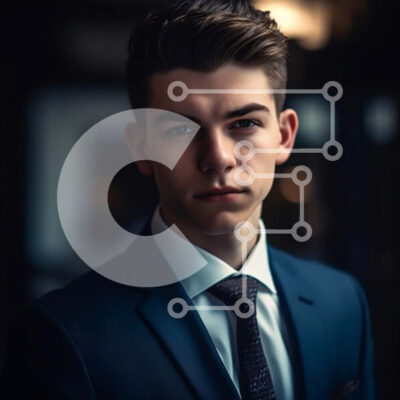 Intra Συλλεκτικό Ξύλινο Παζλ Plywood  4mm - Σοβαρός νέος επιχειρηματίας με μπλε κοστούμι και γραβάτα Σε Ξύλινο Κουτί - Διαστάσεις Puzzle: 10x10 cm – 25 κομμάτια - Image 1