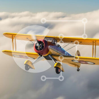 Intra Συλλεκτικό Ξύλινο Παζλ Plywood  4mm - Εκπληκτική λήψη ενός κίτρινου διπλάνου που πετάει μέσα από σύννεφα Σε Ξύλινο Κουτί - Διαστάσεις Puzzle: 10x10 cm – 25 κομμάτια - Image 1