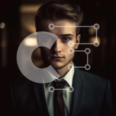 Intra Συλλεκτικό Ξύλινο Παζλ Plywood  4mm - Σοβαρός νεαρός επιχειρηματίας με κοστούμι και γραβάτα που κοιτάζει απευθείας την κάμερα Σε Ξύλινο Κουτί - Διαστάσεις Puzzle: 10x10 cm – 25 κομμάτια - Image 1