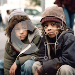 Intra Συλλεκτικό Ξύλινο Παζλ Plywood  4mm - Νεαρά αγόρια που κάθονται στο κράσπεδο ενός δρόμου Σε Ξύλινο Κουτί - Διαστάσεις Puzzle: 10x10 cm – 25 κομμάτια