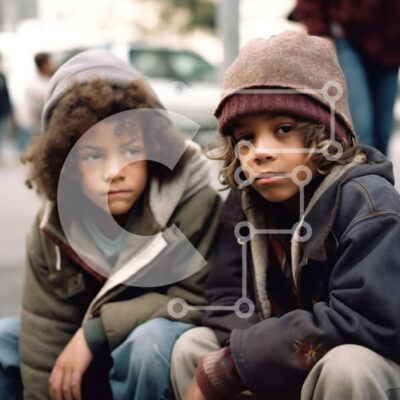 Intra Συλλεκτικό Ξύλινο Παζλ Plywood  4mm - Νεαρά αγόρια που κάθονται στο κράσπεδο ενός δρόμου Σε Ξύλινο Κουτί - Διαστάσεις Puzzle: 10x10 cm – 25 κομμάτια - Image 1