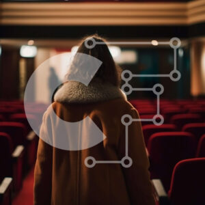 Intra Συλλεκτικό Ξύλινο Παζλ Plywood  4mm - Εκπληκτική φωτογραφία μιας γυναίκας με καφέ παλτό Κεντρική σκηνή σε ένα άδειο θέατρο Σε Ξύλινο Κουτί - Διαστάσεις Puzzle: 10x10 cm – 25 κομμάτια