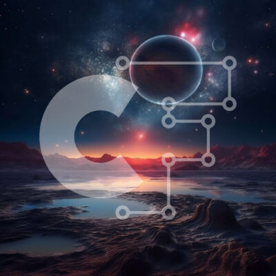 Intra Συλλεκτικό Ξύλινο Παζλ Plywood  4mm - Εκπληκτική εικόνα ενός φουτουριστικού τοπίου με έναν κόκκινο πλανήτη και μπλε νερό Σε Ξύλινο Κουτί - Διαστάσεις: 10x10 cm – 25 κομμάτια - Image 1