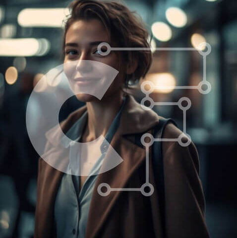 Intra Συλλεκτικό Ξύλινο Παζλ Plywood  4mm - Χαμογελαστή γυναίκα με καφέ παλτό και μαύρα παπούτσια Σε Ξύλινο Κουτί - Διαστάσεις Puzzle: 10x10 cm – 25 κομμάτια - Image 1