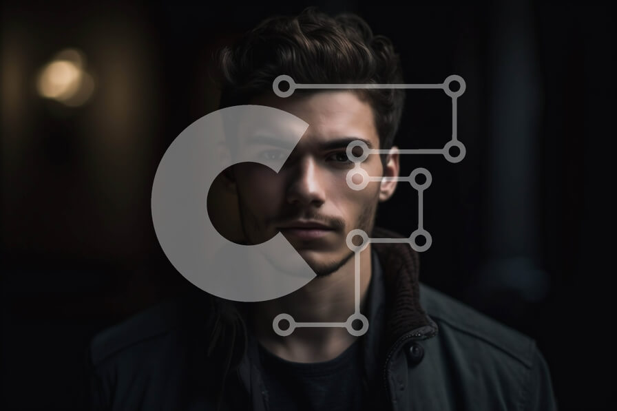 Intra Συλλεκτικό Ξύλινο Παζλ Plywood  4mm - Πορτρέτο ενός νεαρού άνδρα με σοβαρή έκφραση σε μαύρο δερμάτινο μπουφάν Σε Ξύλινο Κουτί - Διαστάσεις Puzzle: 10x10 cm – 25 κομμάτια