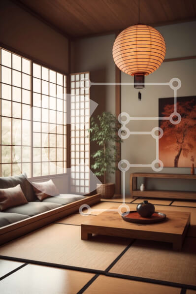 Intra Συλλεκτικό Ξύλινο Παζλ Plywood  4mm - Ζήστε την ομορφιά ενός παραδοσιακού ιαπωνικού καθιστικού Σε Ξύλινο Κουτί - Διαστάσεις Puzzle: 10x10 cm – 25 κομμάτια