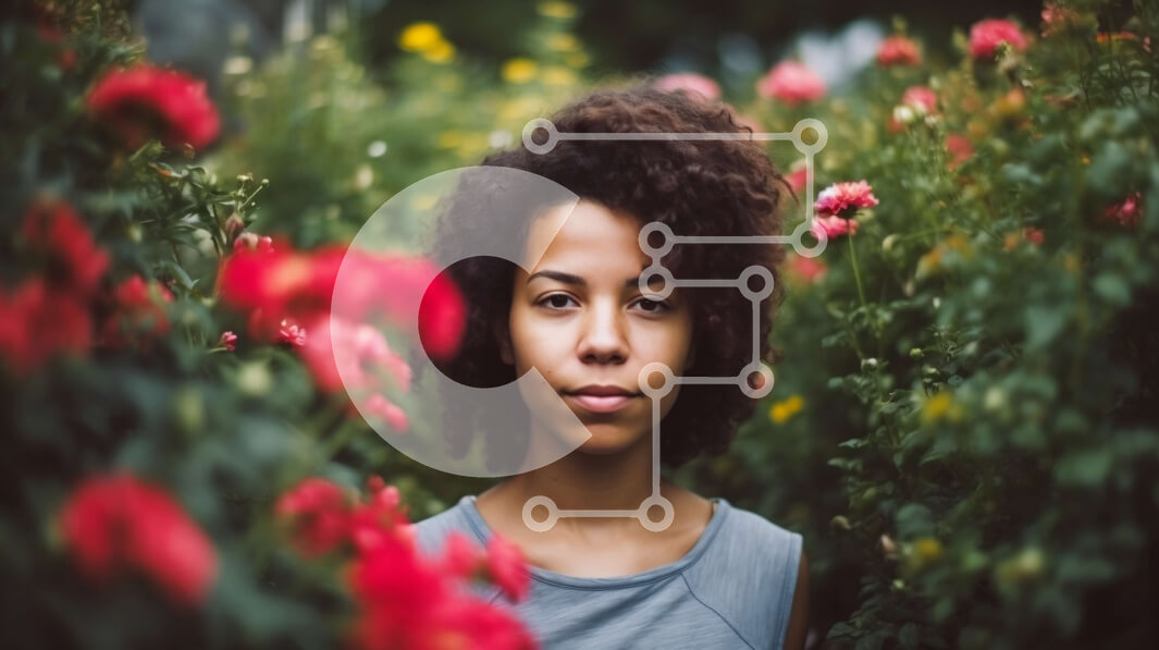 Intra Συλλεκτικό Ξύλινο Παζλ Plywood  4mm - Όμορφη εικόνα μιας γυναίκας που περιβάλλεται από κόκκινα τριαντάφυλλα σε ένα χωράφι Σε Ξύλινο Κουτί - Διαστάσεις: 10x10 cm – 25 κομμάτια