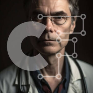 Intra Συλλεκτικό Ξύλινο Παζλ Plywood  4mm - Σοβαρός γιατρός με το στηθοσκόπιο που κοιτάζει την κάμερα Σε Ξύλινο Κουτί - Διαστάσεις Puzzle: 10x10 cm – 25 κομμάτια