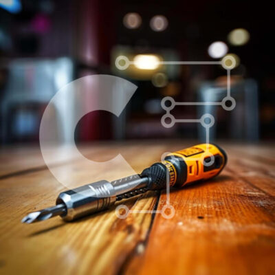 Intra Συλλεκτικό Ξύλινο Παζλ Plywood  4mm - Κατσαβίδι Dewalt σε παλιό ξύλινο τραπέζι Σε Ξύλινο Κουτί - Διαστάσεις: 10x10 cm – 25 κομμάτια - Image 1