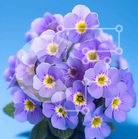 Intra Συλλεκτικό Ξύλινο Παζλ Plywood 4mm - Μπουκέτο με μωβ λουλούδια με κίτρινα κέντρα σε μπλε φόντο Σε Ξύλινο Κουτί - Διαστάσεις: 10x10 cm – 25 κομμάτια - Image 1