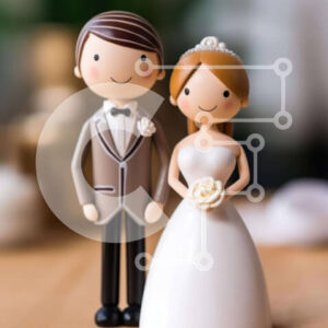 Intra Συλλεκτικό Ξύλινο Παζλ Plywood  4mm - Τοπέρ για γαμήλια τούρτα με ειδώλια νύφης και γαμπρού Σε Ξύλινο Κουτί - Διαστάσεις: 10x10 cm – 25 κομμάτια