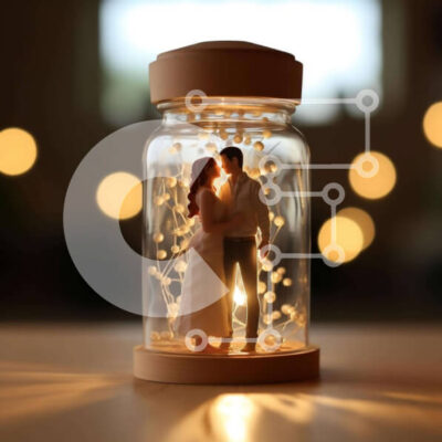 Intra Συλλεκτικό Ξύλινο Παζλ Plywood  4mm - Γυάλινο βάζο με ειδώλια γάμου Σε Ξύλινο Κουτί - Διαστάσεις Puzzle: 10x10 cm – 25 κομμάτια - Image 1