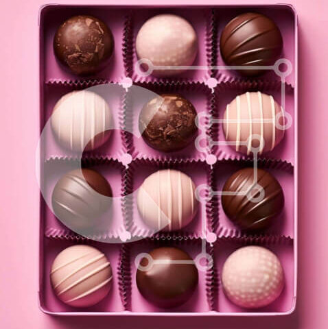 Intra Συλλεκτικό Ξύλινο Παζλ Plywood 4mm - Χρόνια πολλά για την Ημέρα του Αγίου Βαλεντίνου σοκολατένιο κουτί Σε Ξύλινο Κουτί - Διαστάσεις: 10x10 cm – 25 κομμάτια - Image 1