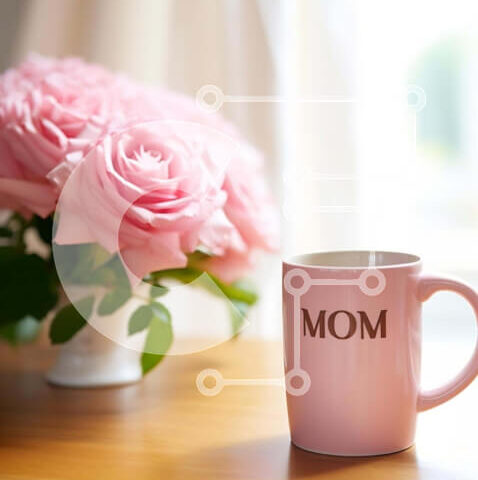 Intra Συλλεκτικό Ξύλινο Παζλ Plywood  4mm - Ροζ Κούπα Καφέ και Τριαντάφυλλα - Δώρα για τη Μαμά Σε Ξύλινο Κουτί - Διαστάσεις: 10x10 cm – 25 κομμάτια - Image 1