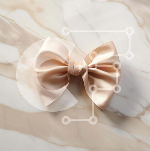 Intra Συλλεκτικό Ξύλινο Παζλ Plywood 4mm - Μπεζ σατέν φιόγκος σε κομψή μαρμάρινη επιφάνεια Σε Ξύλινο Κουτί - Διαστάσεις Puzzle: 10x10 cm – 25 κομμάτια - Image 1