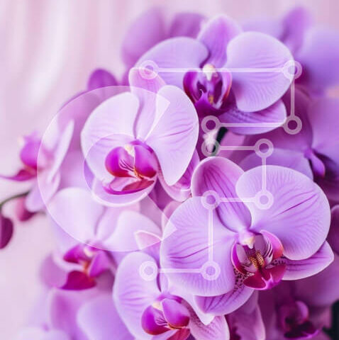 Intra Συλλεκτικό Ξύλινο Παζλ Plywood 4mm - Μπουκέτο με μωβ ορχιδέες σε άνθιση Σε Ξύλινο Κουτί - Διαστάσεις: 10x10 cm – 25 κομμάτια - Image 1