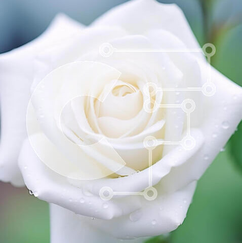 Intra Συλλεκτικό Ξύλινο Παζλ Plywood 4mm - Μονό λευκό τριαντάφυλλο με σταγόνες νερού Σε Ξύλινο Κουτί - Διαστάσεις: 10x10 cm – 25 κομμάτια - Image 1