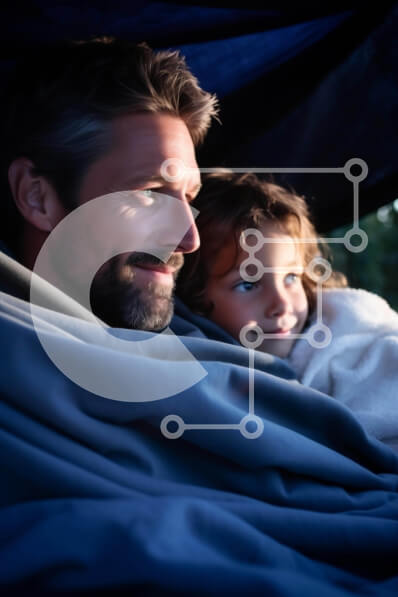 Intra Συλλεκτικό Ξύλινο Παζλ Plywood  4mm - Πατέρας και κόρη κουκουλώθηκαν κάτω από την κουβέρτα Σε Ξύλινο Κουτί - Διαστάσεις Puzzle: 10x10 cm – 25 κομμάτια