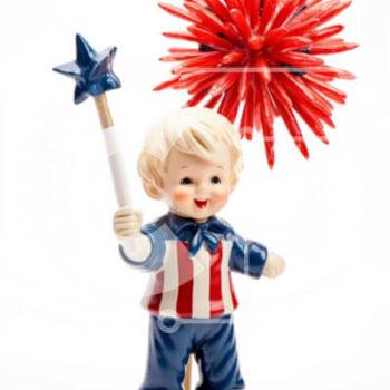 Intra Συλλεκτικό Ξύλινο Παζλ Plywood  4mm - Αμερικανικό ειδώλιο αγοριών που γιορτάζει την 4η Ιουλίου Σε Ξύλινο Κουτί - Διαστάσεις: 10x10 cm – 25 κομμάτια - Image 1