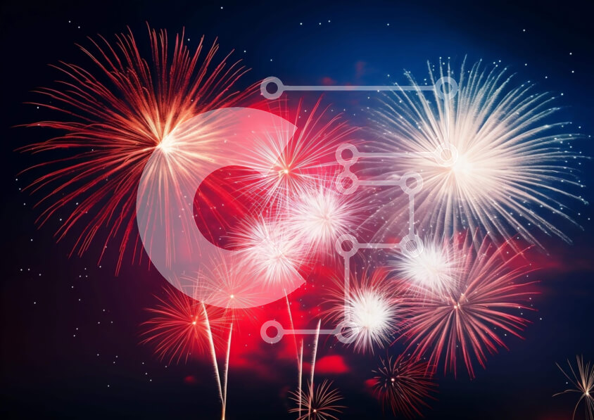 Intra Συλλεκτικό Ξύλινο Παζλ Plywood  4mm - Ζωντανή επίδειξη πυροτεχνημάτων στον νυχτερινό ουρανό Σε Ξύλινο Κουτί - Διαστάσεις: 10x10 cm – 25 κομμάτια