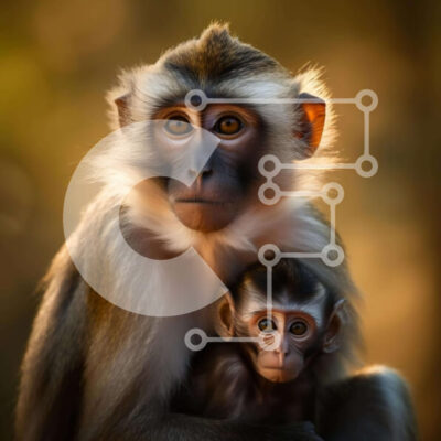 Intra Συλλεκτικό Ξύλινο Παζλ Plywood  4mm - Δύο πίθηκοι που κρατούν ο ένας τον άλλον Σε Ξύλινο Κουτί - Διαστάσεις: 10x10 cm – 25 κομμάτια - Image 1