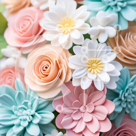 Intra Συλλεκτικό Ξύλινο Παζλ Plywood  4mm - Μπουκέτο λουλουδιών σε παστέλ χρώμα Σε Ξύλινο Κουτί - Διαστάσεις Puzzle: 10x10 cm – 25 κομμάτια - Image 1