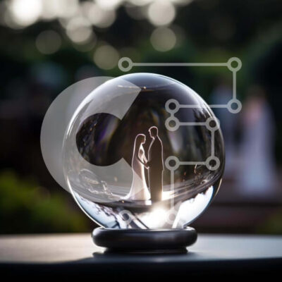 Intra Συλλεκτικό Ξύλινο Παζλ Plywood  4mm - Γιορτή αρραβώνων ή γάμου με κρυστάλλινη μπάλα και σιλουέτες Σε Ξύλινο Κουτί - Διαστάσεις Puzzle: 10x10 cm – 25 κομμάτια - Image 1