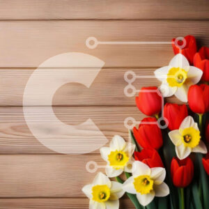 Intra Συλλεκτικό Ξύλινο Παζλ Plywood  4mm - Ανοιξιάτικα λουλούδια μπουκέτο σε ξύλινο φόντο Σε Ξύλινο Κουτί - Διαστάσεις: 10x10 cm – 25 κομμάτια