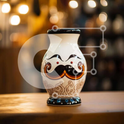 Intra Συλλεκτικό Ξύλινο Παζλ Plywood 4mm - Λευκό βάζο με περίτεχνα σχεδιασμένο μουστάκι Σε Ξύλινο Κουτί - Διαστάσεις: 10x10 cm – 25 κομμάτια - Image 1